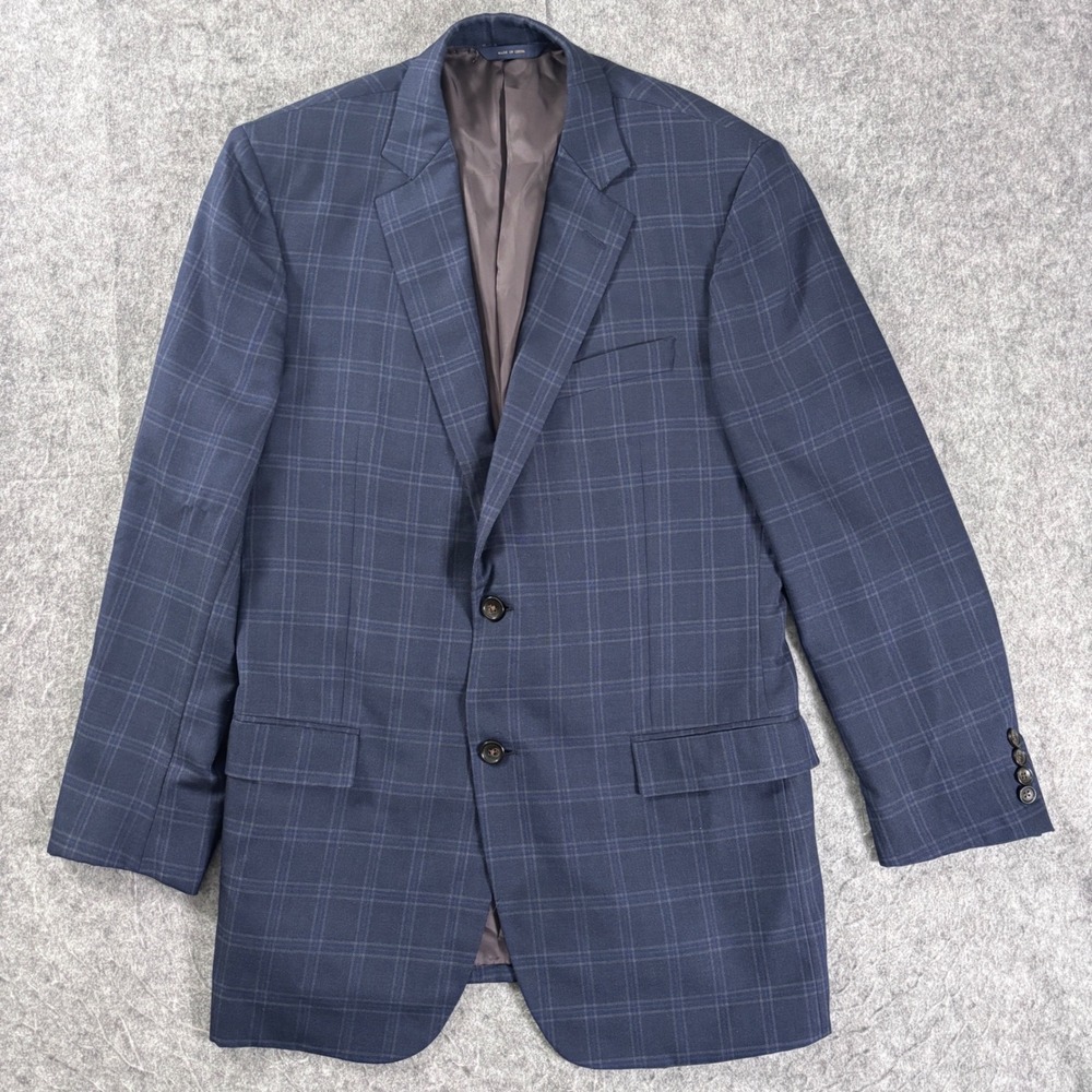 Brooks Brothers Men Silk Wool Blue Plaid Sport Coat E Thomas Bemberg Blazer 41R